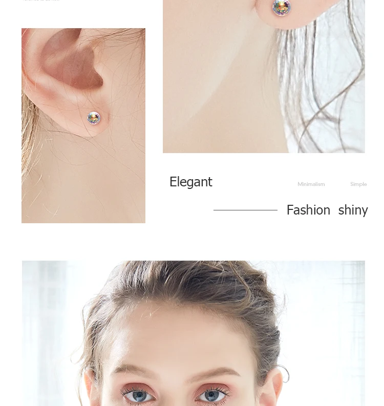 CDE 925 пробы серебряные серьги украшенные кристаллами Swarovski Красочные Круглые Женские серьги-гвоздики подарочный набор украшений для ушей