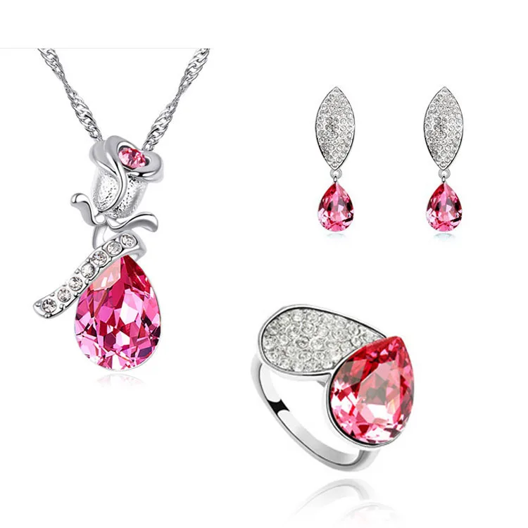 Горячая Распродажа ювелирный набор серебро австрийский хрусталь аксессуары