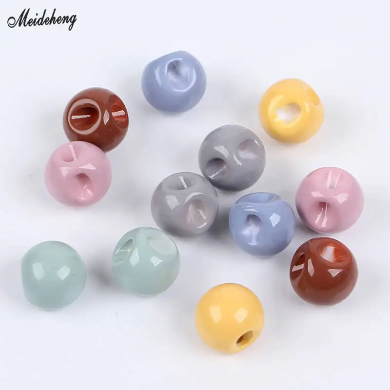 Fashion Korea Cream Color Ball DIY Beads Hair Rope Bright Surface Jewelry Deviating Hole Accessory Ornaments Decoration | Украшения и