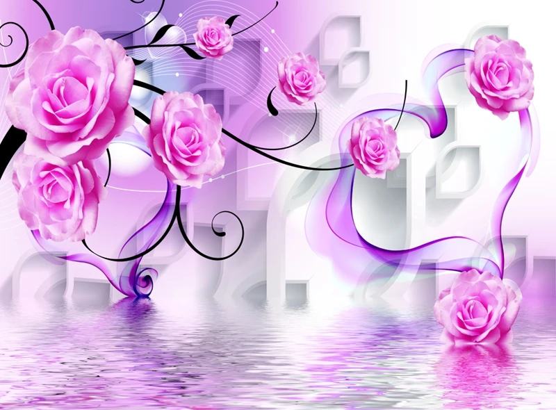 

Modern Home Decor Custom 3D Photo purple rose flower Bedding room 3D Curtains Bedding room 3D Curtains
