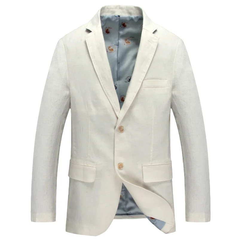 New Arrival Spring And Autumn Linen White Casual Fashion Single Thin Blazers Men Suits Mens Size M L XL XXL XXXL