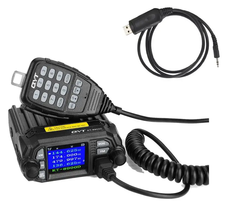 QYT мини Автомобильная Мобильная рация KT-8900D kt8900d FM двухстороннее радио VHF UHF двухдиапазонный цветной ЖК-дисплей 200 канальный четырехканальный режим ожидания - Цвет: Add Program Cable