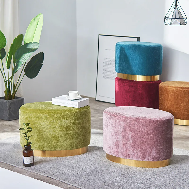 Nordic Винтаж роскошный золотистый железный металлический домашний табурет