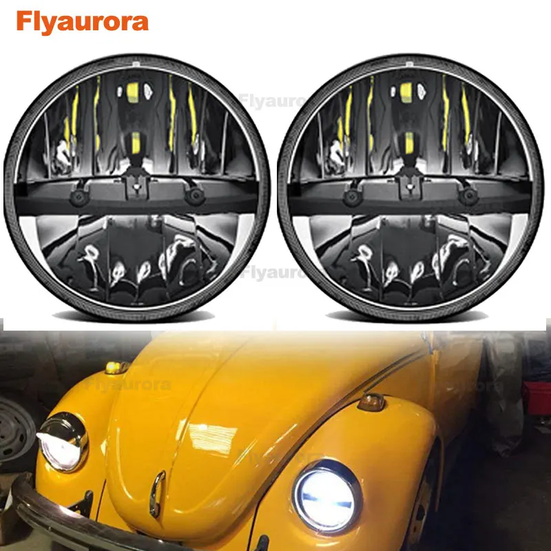 

flyaurora 7inch 36W LED Headlight for Jeep Wrangler JK CJ TJ LJ Hummer H1 H2 LED Projector Driving Lamps-White Hi/Lo Beam 1Pair