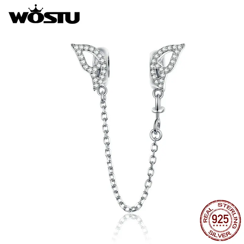 WOSTU Wings безопасная цепочка из стерлингового серебра 925 пробы силиконовые бусины