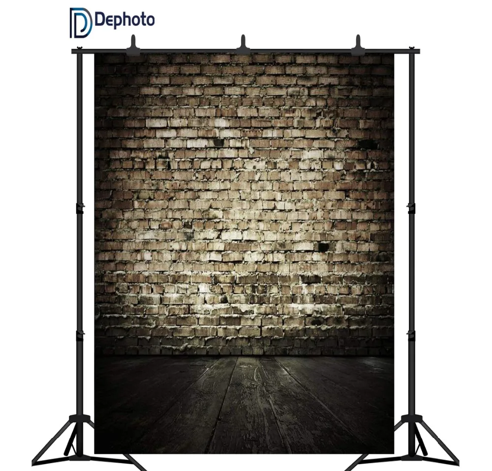 DePhoto Фото фоны старый кирпич каменная стена деревянный пол ребенок кукла портрет