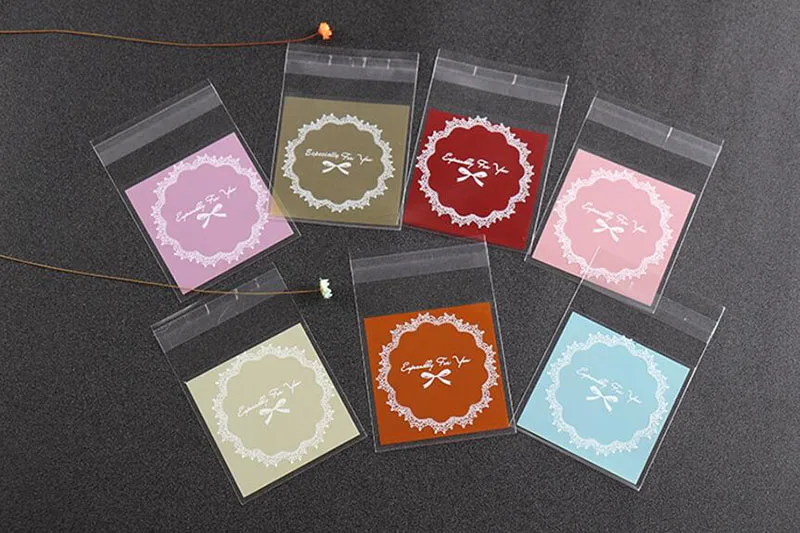 100 шт красочные милые бант самоклеющиеся OPP пластиковые конфеты печенья мешок для