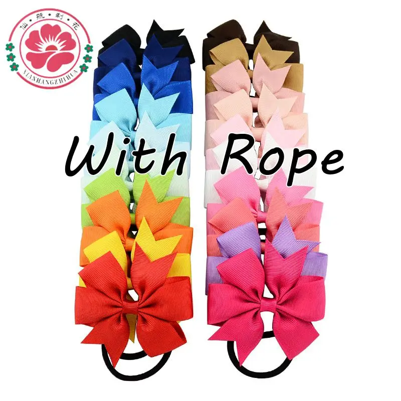 Bow With Rope 40 шт./партия) 3 дюймовая атласная лента банты с зажимом вертушки заколки для волос шпильки аксессуары 564 - Цвет: Bow With Rope