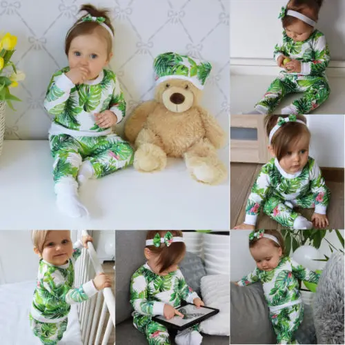 2018 Детская мода для девочек топ с длинными рукавами и принтом банановых листьев