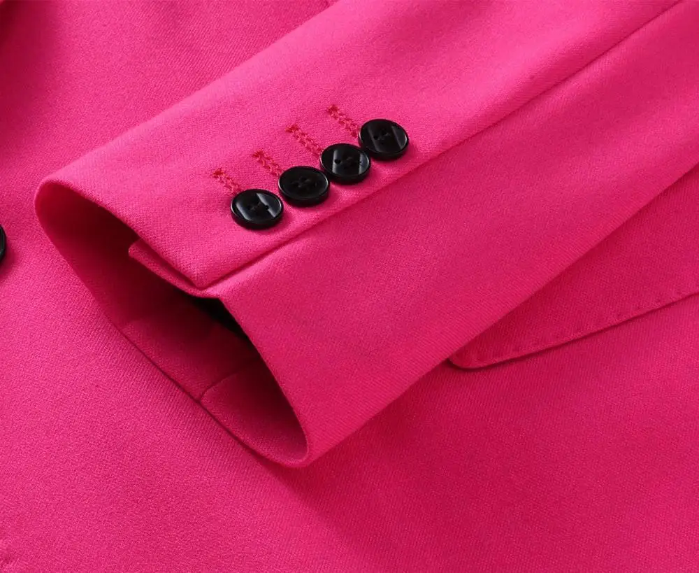 TPSAADE Мужской приталенный двубортный деловой костюм с двумя пуговицами розовый