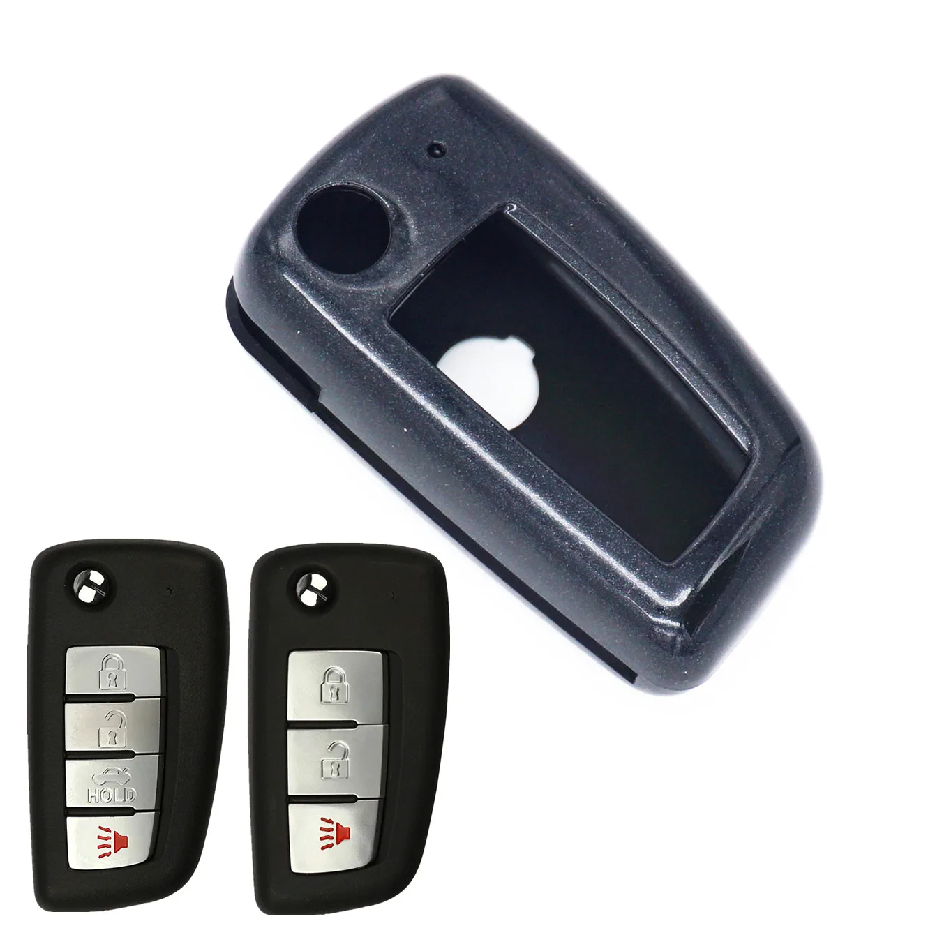 

WFMJ Colorful Paint Plastic Remote Flip 3 4 Buttons Key Case Shell Cover Chain Fob for 2014 2015 2016 2017 2018 Nissan Rogue