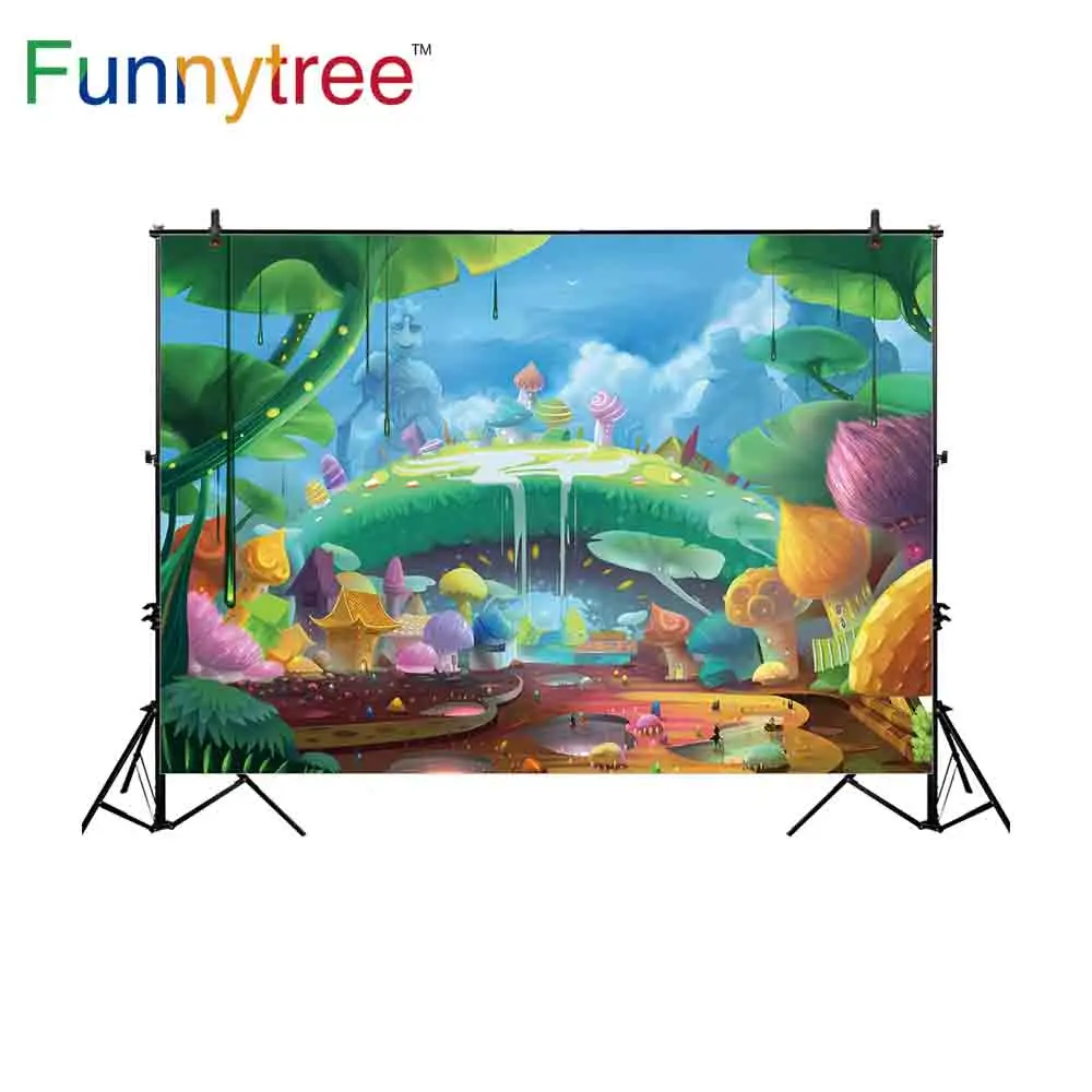 Funnytree photocall candy bar backdrops fairy tale cartoon birthday party photographic background for photo shoot photography |