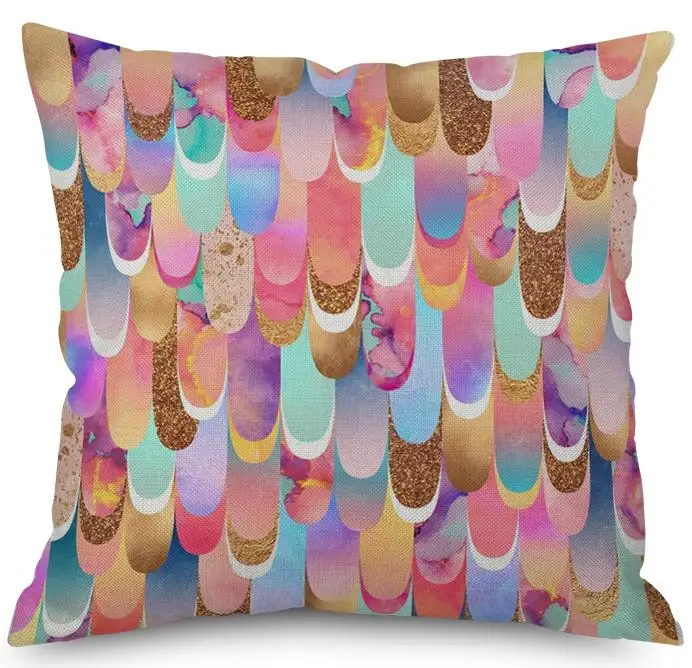 Nordic Style Watercolor Geometry Throw Cushions Creative Ink Mountaion Stone Geometric Printed Plush Chair Pillow Seat Pad - Цвет: A7