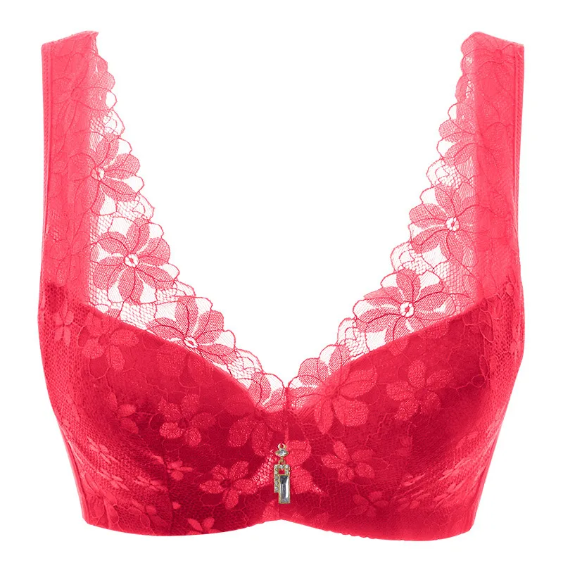 red Meizimei sexy vest bras for women lace lingerie underwire floral thin bralette bh brassiere girl summer hot deep V intimate - Цвет: red