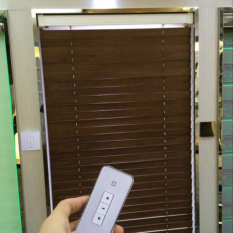 Моторизованные Деревянные венецианские жалюзи размер под заказ бесплатная