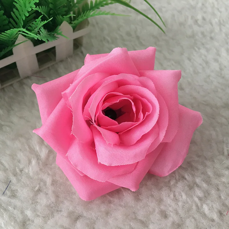 Свадебные декоративные 8 см искусственные розы цветок голова DIY цветок стены целующиеся шары Гирлянда свадебный автомобиль декоративные искусственные цветы - Цвет: Розовый