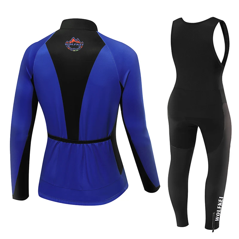 Зимняя Теплая Флисовая темно сине черная велосипедная трикотажная кофта WOLFKEI 2020