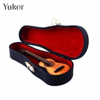 yuker 112 dollhouse mini guitar miniature wooden wood acoustic guitar musical instrument with case stand box
