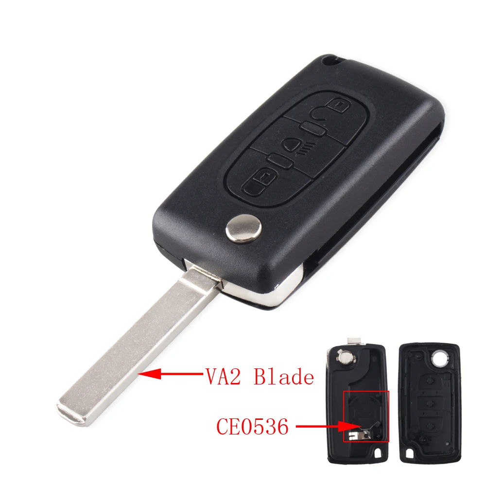 Чехол для ключей KEYYOU Uncut/Cut с 3 кнопками и откидной крышкой Peugeot Partner 306 407 VA2 Blade