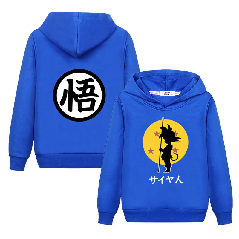 Супер мультфильм Dragon Ball толстовка с капюшоном для мальчиков и девочек Гоку шаблон свитер Новые повседневные детские топы хлопок осенняя одежда Детский свитер