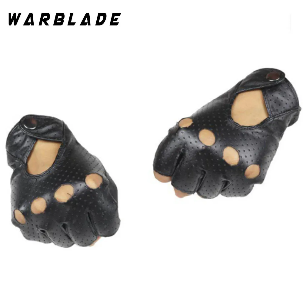 Модные черные женские перчатки WarBLade из искусственной кожи на полпальца для