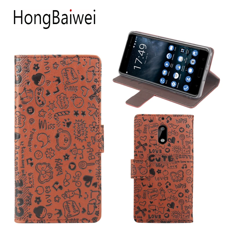 HongBaiwei для Nokia 6 Чехол милый Роскошный кожаный чехол-бумажник с откидной крышкой