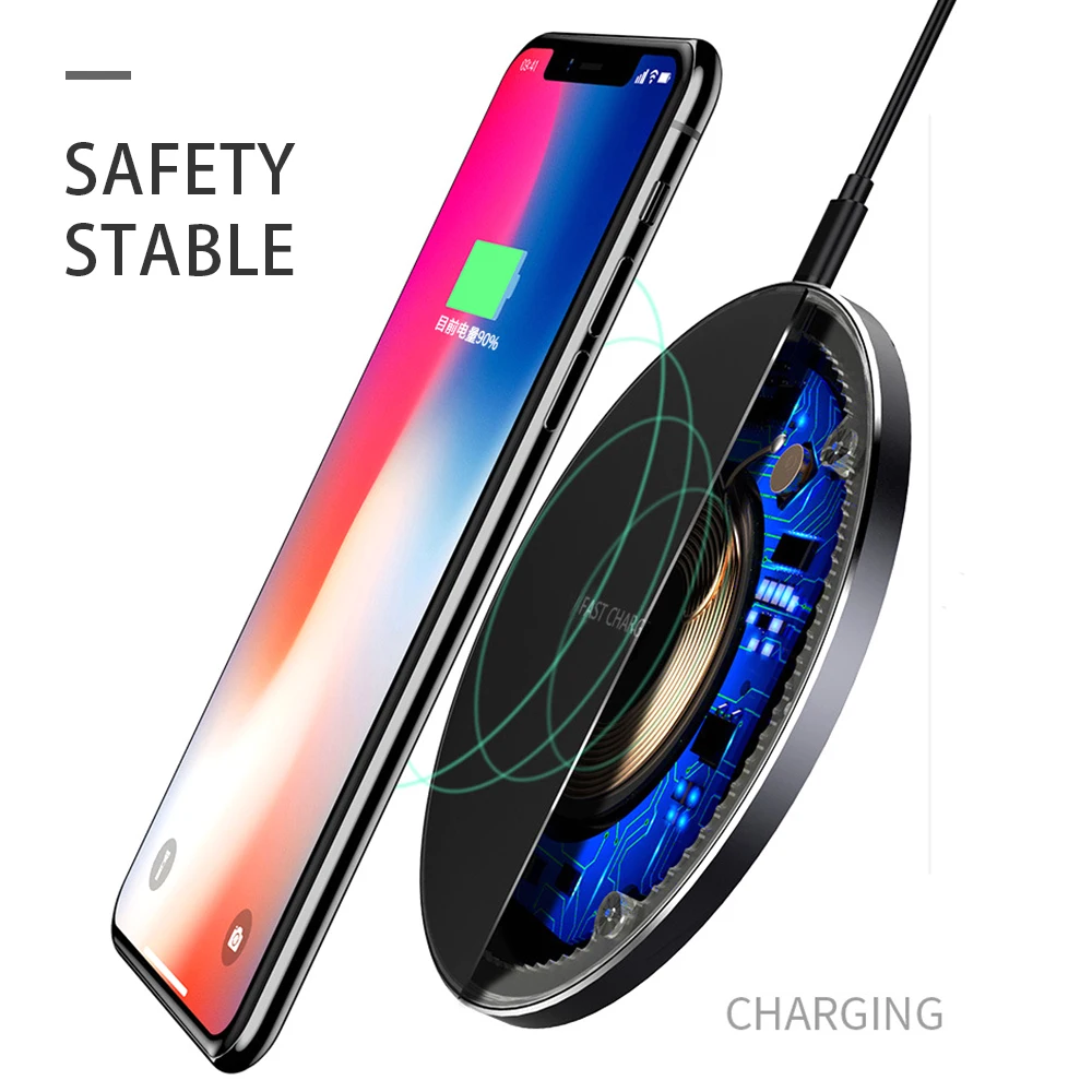 Беспроводное зарядное устройство QC3.0 для iPhone 8 X XR XS Max 10 Вт быстрая Беспроводная