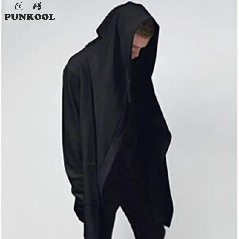 PUNKOOL толстовки Америка черный плащ для мужчин длинный рукав капюшон мантия