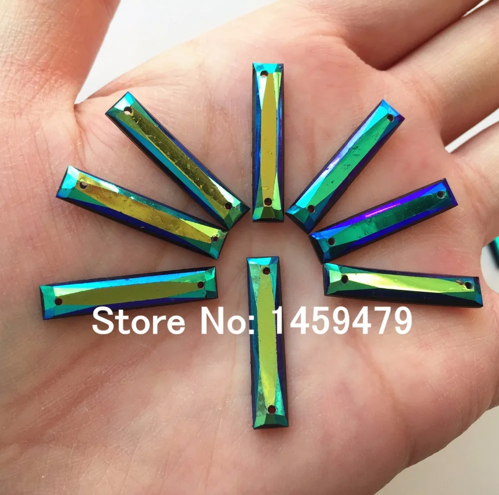 2 отверстия Свободные Стразы Акриловые прямоугольник глубокий синий АВ Цвет 50 шт