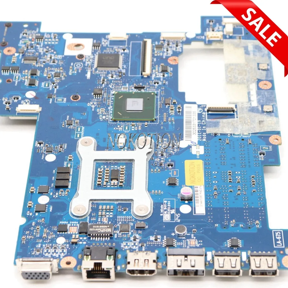 NOKOTION материнская плата для ноутбука lenovo G570 LA-675AP основная плата Intel HP65 DDR3 разъем PGA989