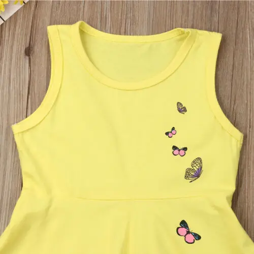 Платье принцессы для девочек милое желтое платье без рукавов с цветочным