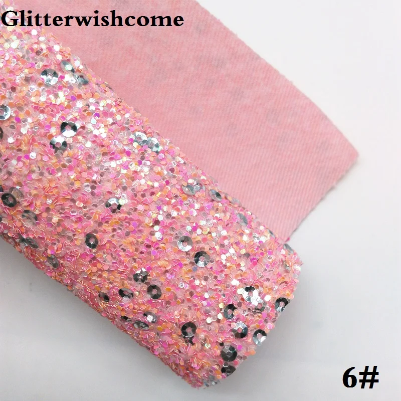 6 Glitterwishcome 21X29 см A4 Размеры синтетическая кожа, с эффектом блестящей кожи с блестками, блестящие виниловые обои для банты, GM031A - Цвет: 6