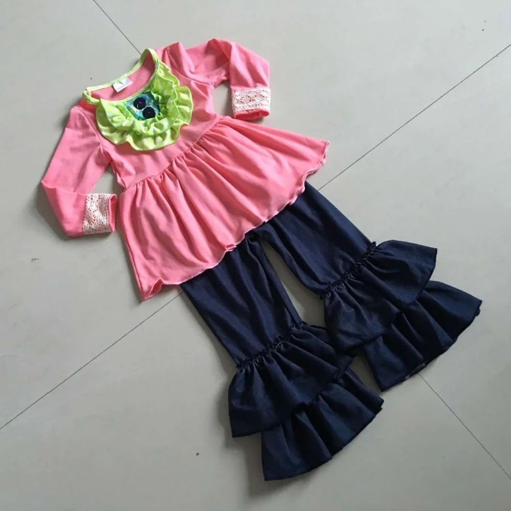 Новое прибытие Весной и Летом Младенцев Детей Наряды Розовый Одежда Для