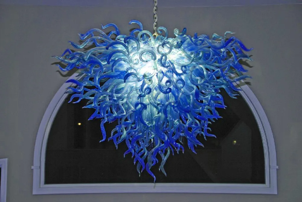 

Blue Colored Finely Villa Lamp New Hand Blown Glass Chandelier Lighting