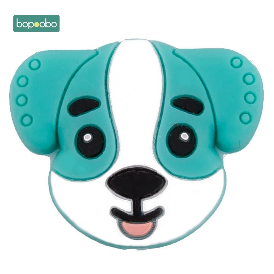Turquoise Dog Bopoobo 3 шт. Силиконовые Прорезыватели для зубов мини Щенок Детские игрушки может Жевательная еда класс Силиконовые Бусины DIY ювелирные изделия браслет кроватка собака игрушка - Цвет: Turquoise Dog