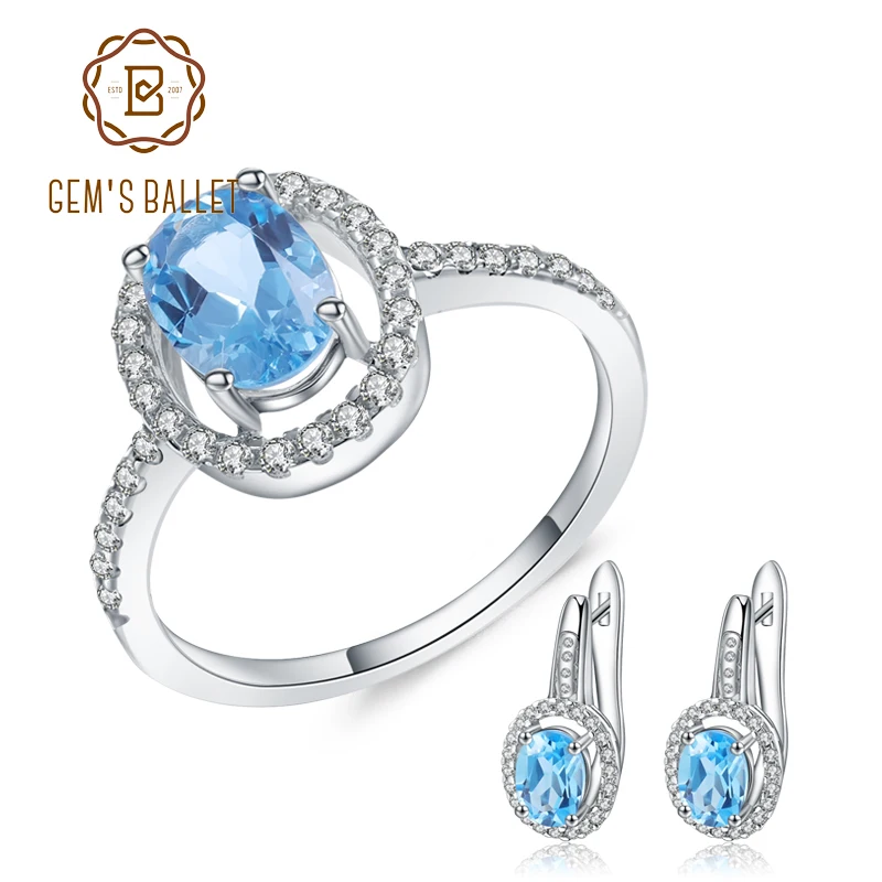 Набор украшений для женщин GEM'S BALLET кольцо из стерлингового серебра 925 пробы с