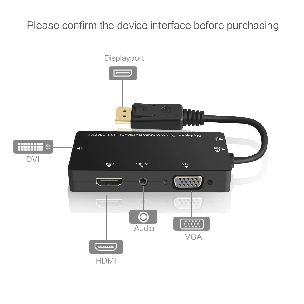3 в 1 DisplayPort DP To HDMI DVI поддержка 1080P HD VGA Женский адаптер конвертер кабель коробка с
