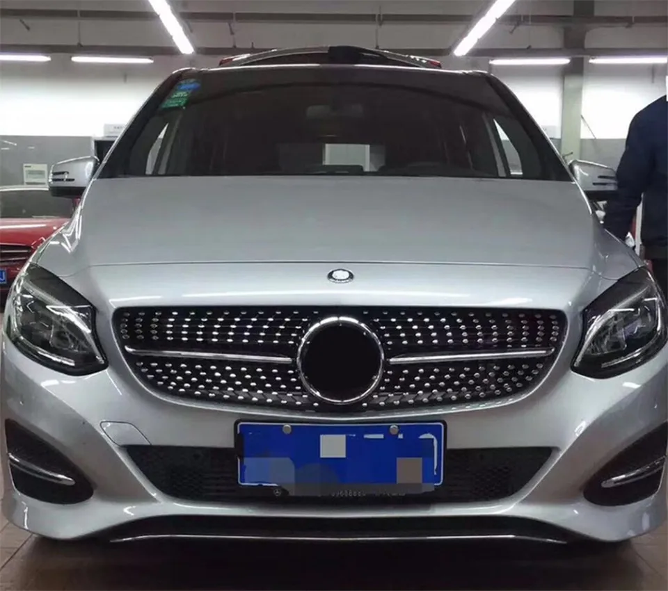 Алмазная решетка глянцевый черный/серебристый хром для MB B-Class W246 передний бампер гоночный гриль- B180 B200 B250 B220 автомобильный Стайлинг
