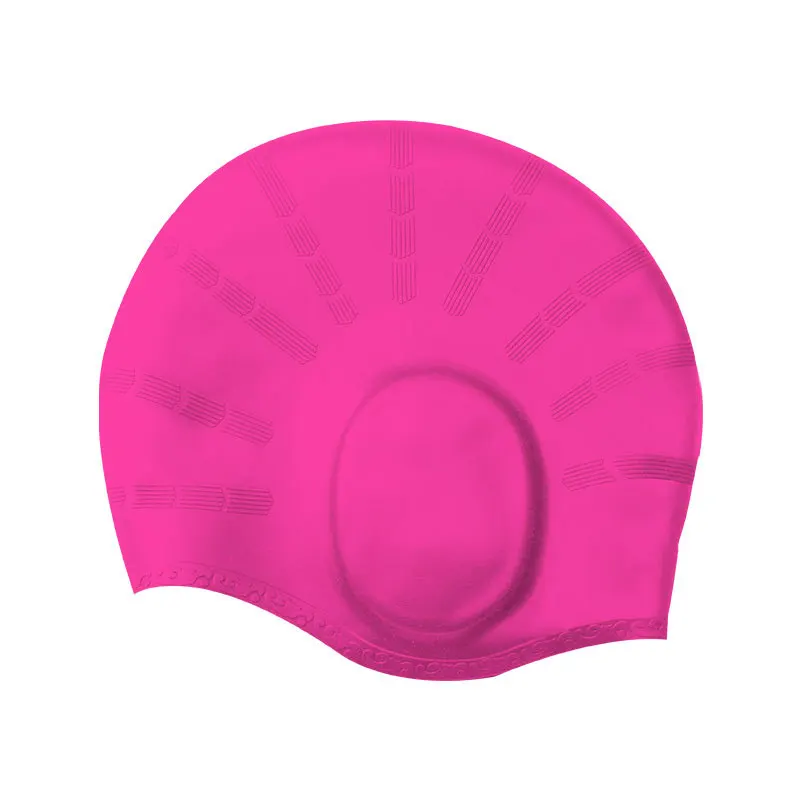 M Women Men Swimming Hat Swim Pool Water Sport Waterproof Silicone Diving Swimming Cap Long Hair Protection Earmuff Swim Caps - Цвет: M
