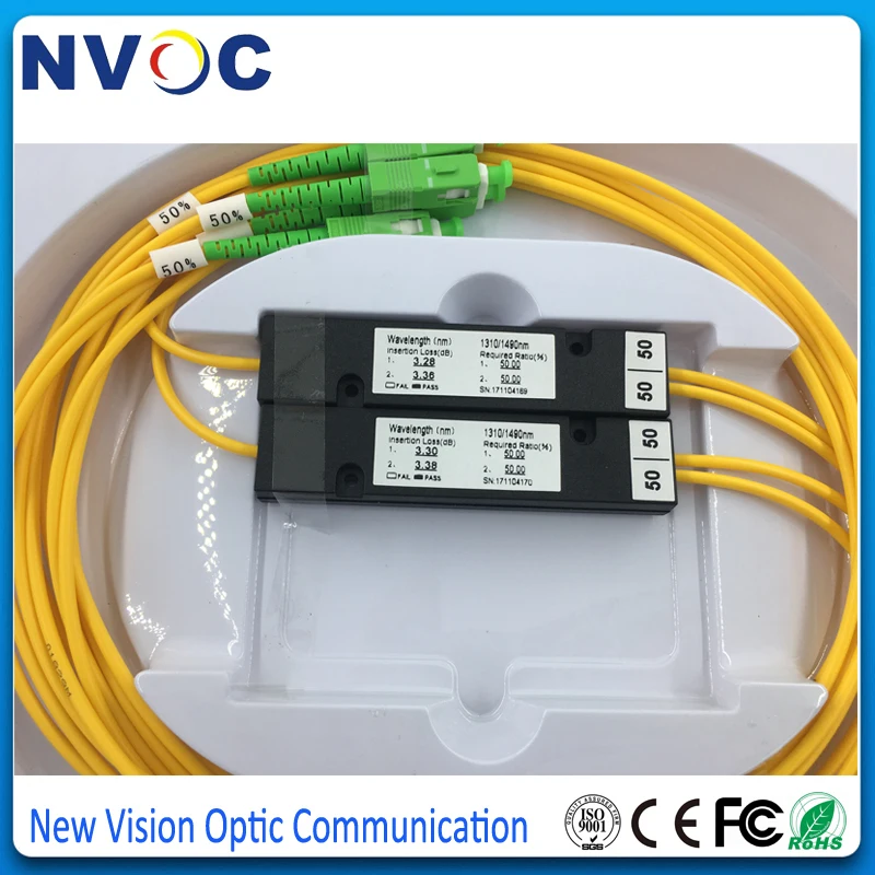 1X2 SM SW 1310nm SC/APC 50/50 FBT Fiber Coupler 2.0mm 1M ABS 90*20*10mm SC APC 1*2 PLC Splitter | Мобильные телефоны и