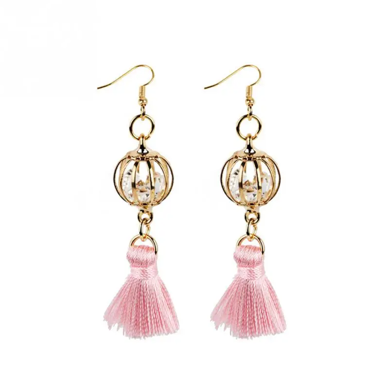 Хрустальный шар сладкий кисточкой серьги Для женщин Мода Длинные висячие