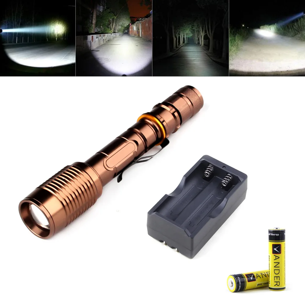 2017 Новый ВАНДЕР LED Факел CREE XM-L T6 2000 люмен 5 Режимов Фонарик Водонепроницаемый 200 М +