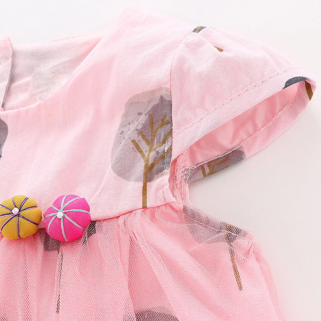 2019 Summer Explosion Girls Dress Infant Baby Fly Sleeve Tree Print Tulle Princess Dresses Casual Sundress | Детская одежда и
