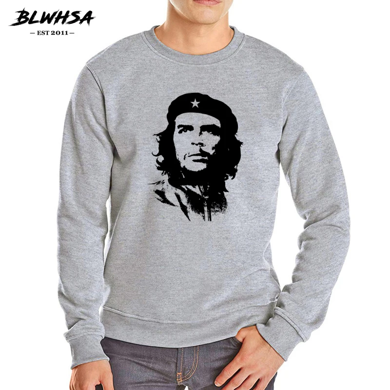 

BLWHSA/новые модные мужские толстовки с капюшоном из флиса с принтом Che Guevara, Мужская толстовка, сохраняющая тепло, толстовка для активного отдыха, свободная Мужская одежда