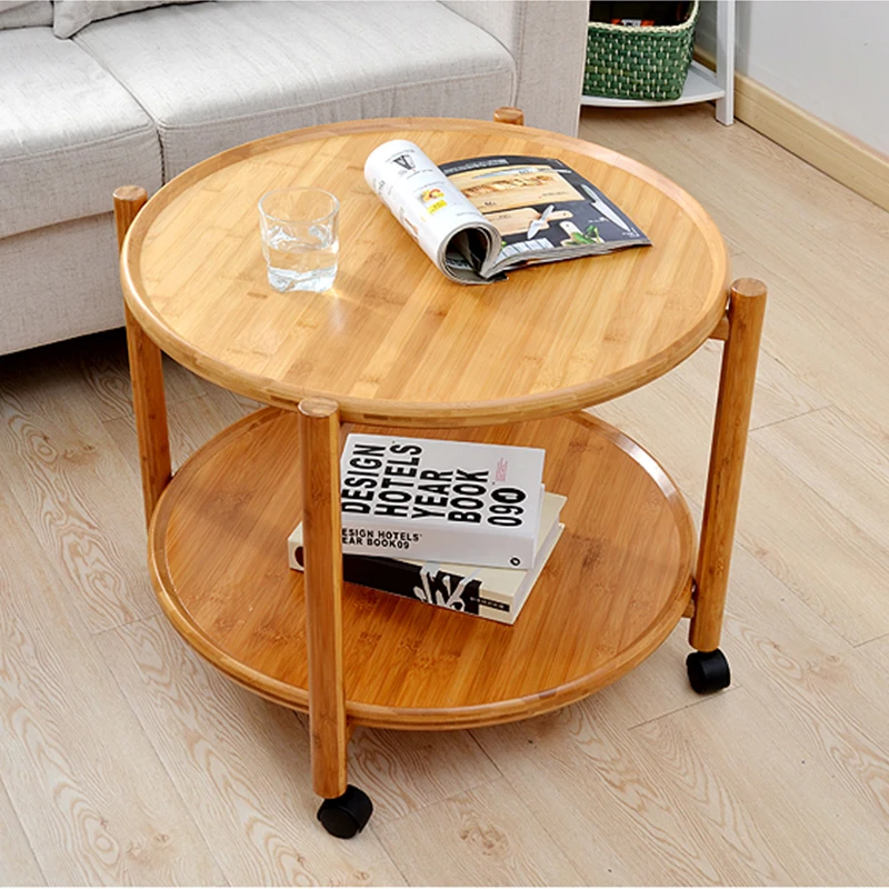 Креативный передвижной кофейный столик двойной с роликовым чайным столом