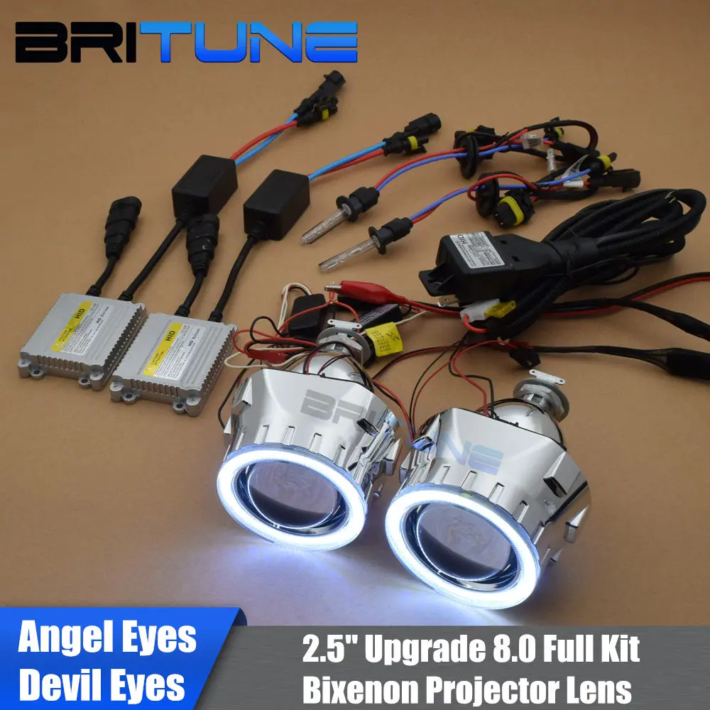 Биксеноновый прожектор Angel Devil Eyes полный комплект 2 5 дюйма H7 H4 фары автомобильные