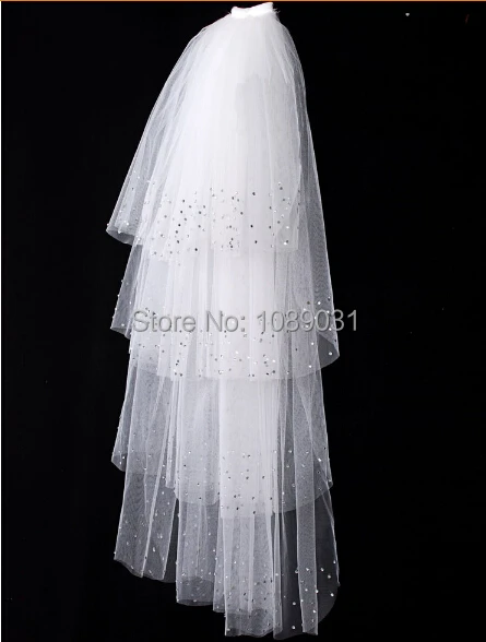 Новая Фата с блестками 4 слоя Белый/цвет слоновой кости свадебные аксессуары