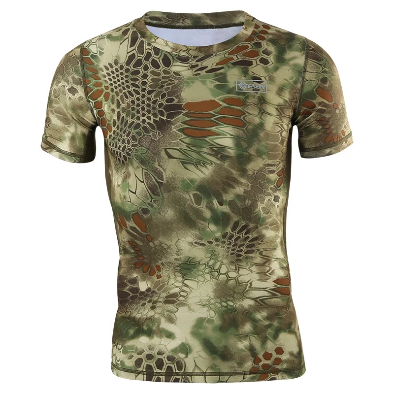 

Tactical T-Shirt Men Quick Dry Breathable Tights Camouflage T-Shirt Outdoor Hiking Camping Summer Short Sleeves Fitness Tees