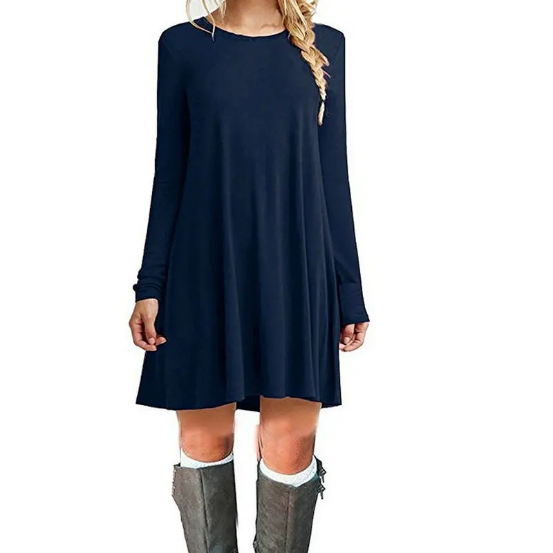 ZOGAA Women Casual Loose Solid Long Draped Dresses Vintage Spring Summer Dress Plus Size 2XL 3XL Large Ladies Mini Vestidos | Женская