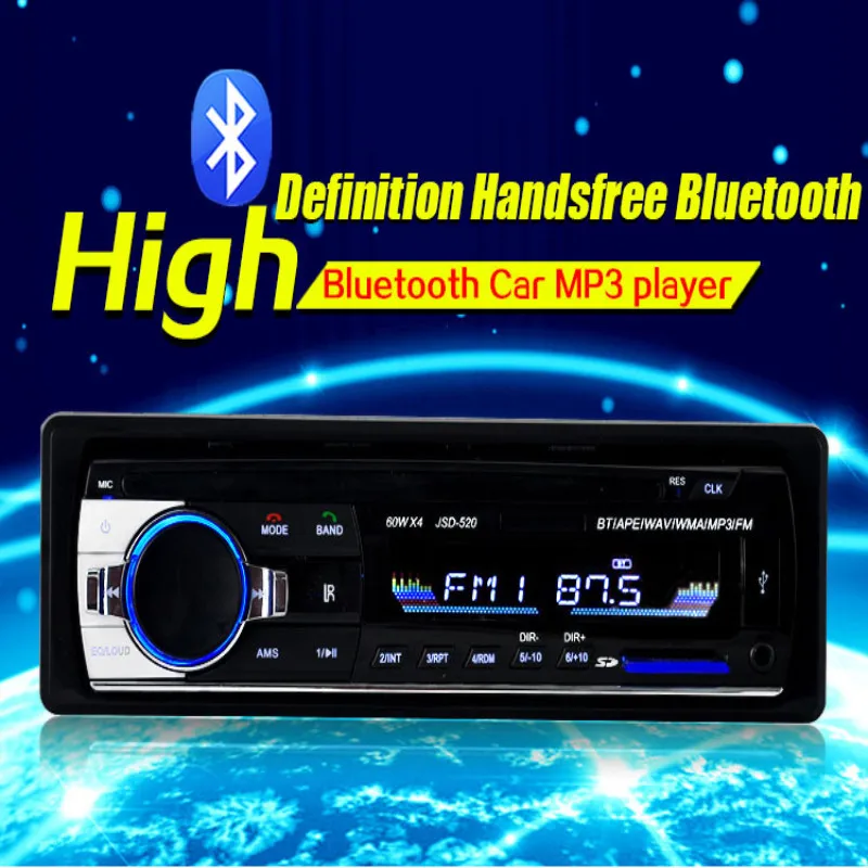 JSD 520 12 в Bluetooth Автомобильный MP3 плеер FM тире MMC WMA аудио 1 Din Авто мультимедиа|MP3-плеер